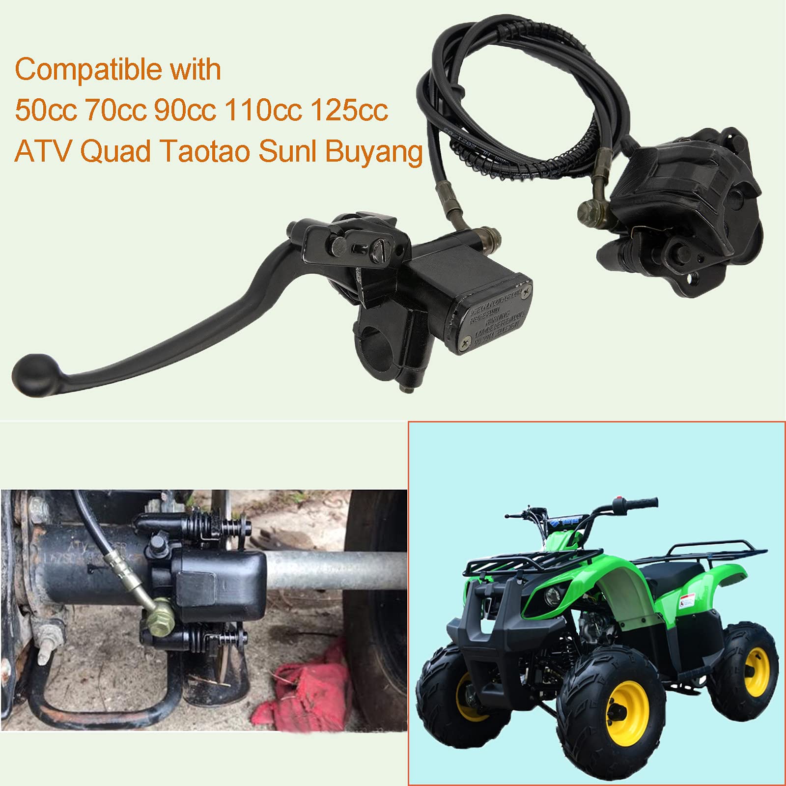 Rear Brake Master Cylinder Caliper Assembly For Atv Quad 50Cc 70Cc 90Cc 110Cc 125Cc Taotao Sunl Buyang Roketa Nst Doodlebug Rear Hand Hydraulic Disc Brake Master Cylinder Caliper